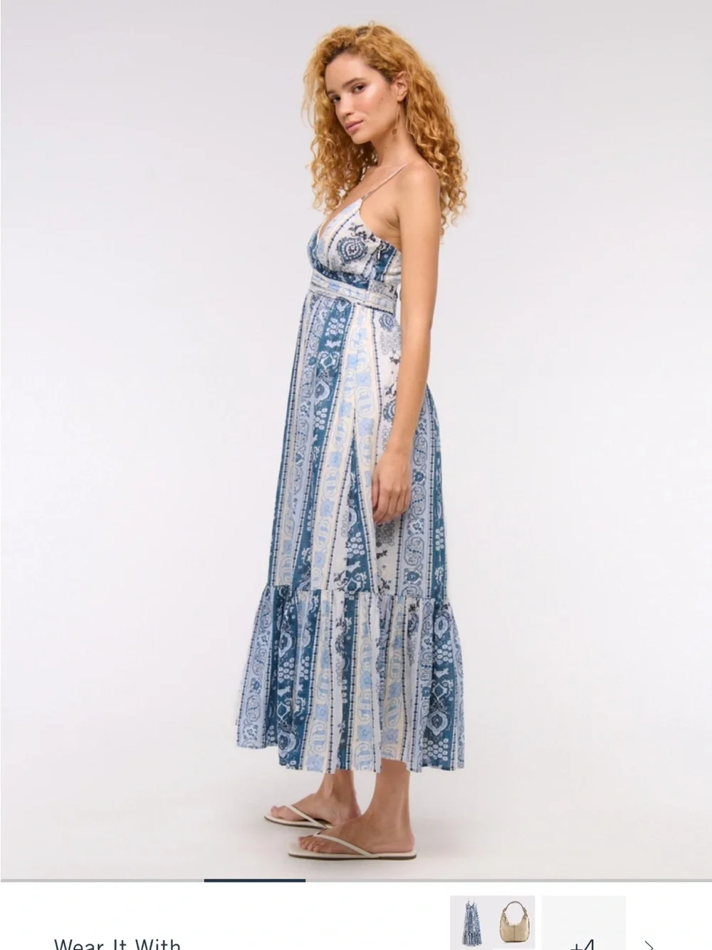 NWOT Abercrombie & Fitch Blue and White Paisley Maxi Dress
